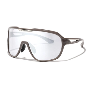 Y2K oversized shield sunglasses in brown with wrap-around frame for wind protection