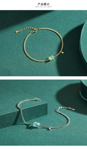 Détail du bracelet en argent S925 avec tourmaline bleue en versions dorée et argentée