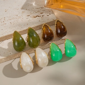 Geometrische Harz Tropfen Ohrstecker Mit Edelstahl Ohrposten Wasserdicht Hypoallergen Mode Für Frauen