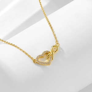 925 Sterling Silver Heart Infinity Pendant Necklace For Women Gold Silver Plated Rhinestone Fashion Jewelry Clavicle Chain Gift