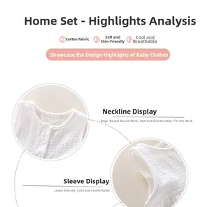 Detail of soft white cotton gauze baby vest showing breathable fabric and fine stitching