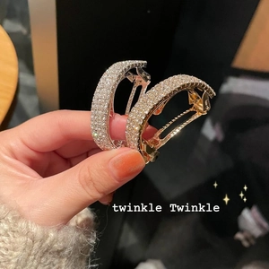 Barrettes à cheveux incurvées avec strass brillants en finitions argentée et dorée
