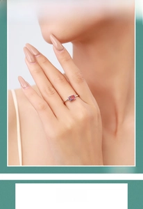 Close-up of S925 silver ring with rectangular watermelon tourmaline on hand
