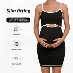Abito premaman slim fit bicolore bianco e nero con design cut-out e spalline sottili