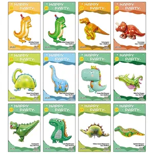 Cartoon dinosaur aluminum foil balloons set in 12 styles for birthday party decorations