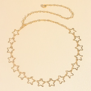 Chaîne de taille vintage en métal doré avec étoiles pour robes et pendentif ajustable