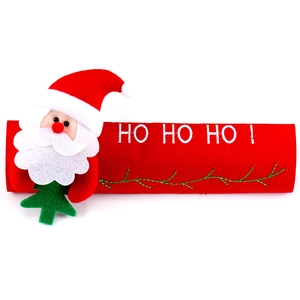 Christmas Santa Claus plush handle cover in red felt with Ho Ho Ho embroidery