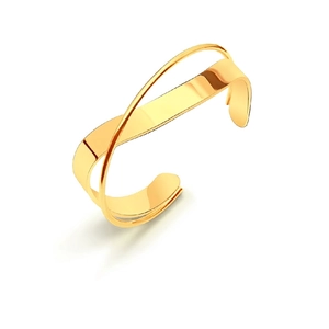 Crossed Double Layer Open Bangle 18K Gold Plated Titanium Steel Polished Minimalist Adjustable Bracelet For Women