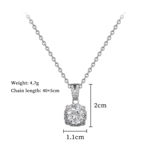 Silver titanium steel necklace with zircon pendant dimensions 1.1cm by 2cm and 4.7g weight
