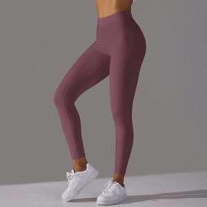 Legging de yoga push-up sans couture à taille haute pour femme en rose poudré mat