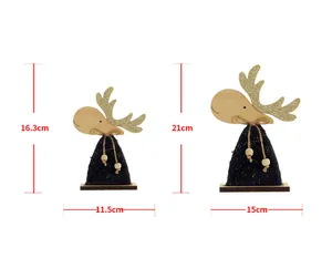 Size chart for wooden reindeer decor showing heights of 16.3cm and 21cm for home display