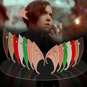 Soft Latex Elf Ears Fairy Pointed Ears Costume Props For Cosplay Halloween Party Accessories With Rhinestone Decoration