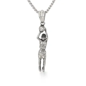 Stainless Steel Pendant Vintage Basketball Player Soldier Sports Military Style Masculine Jewelry For Men Husband