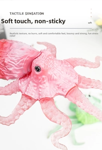 Detailed macro of pink octopus sensory toy showing soft TPR texture and suction cups