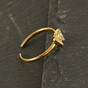 18k gold plated butterfly open ring with sparkling crystal stones for women