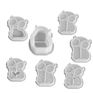 7-piece owl silicone mold set for Halloween resin crafts and DIY night lights