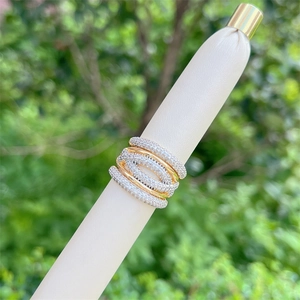Luxurious 18K gold plated multi-layer wrap ring with micro-pave white zircon stones