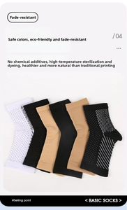 Detail of compression ankle socks with non-slip grip pattern and breathable mesh texture