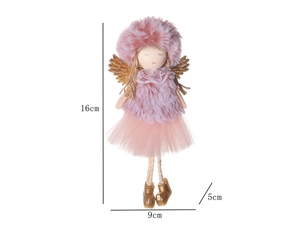 Pink tulle angel ornament dimensions of 16x9x5cm with detailed plush material