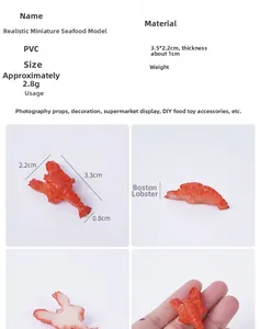 Détails du modèle miniature de homard en PVC avec dimensions pour décoration DIY