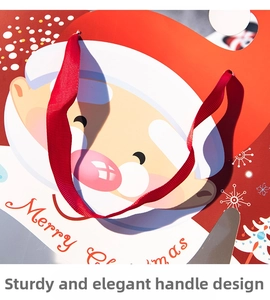 Detail der verstärkten roten Bandschlaufe und stabilen Befestigung der Weihnachtstasche