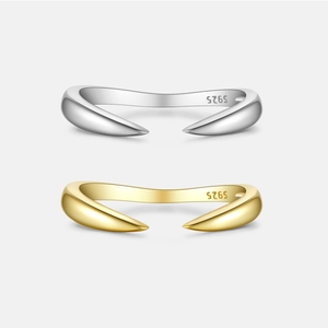 Minimalist 925 Sterling Silver Irregular Open Ring For Men Women Electroplated Geometric Adjustable Finger Ring Jewelry