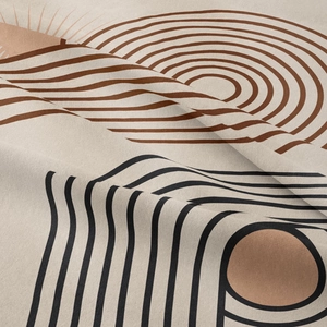 Detailed close-up showing the soft texture and bohemian geometric prints of the wall tapestry