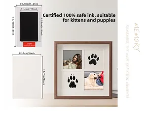 Détails des dimensions du kit d'empreintes d'animaux et tampon encreur sans contact