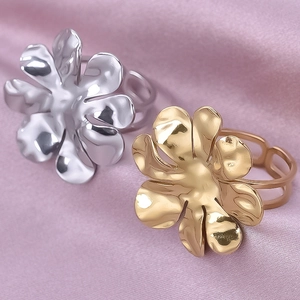 Anelli a fiore regolabili in acciaio inossidabile 304 finitura oro e argento