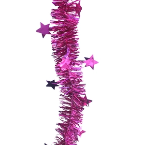 Guirlande de guirlandes rose rouge avec paillettes étoiles pour décor de fête et Noël