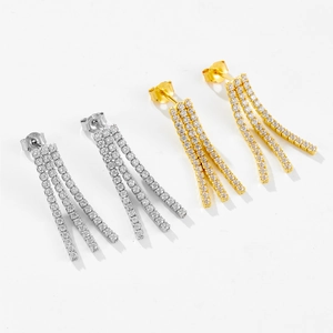 Boucles d'oreilles pompons en argent S925 avec zircons, finitions dorée et argentée