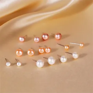 Natural Freshwater Pearl Stud Earrings With 925 Sterling Silver Earring Post Elegant Hypoallergenic Jewelry For Women