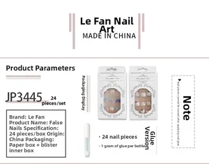Detailed view of cat eye press-on nails set with 24 pink almond tips and glue