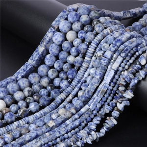Natural blue spotted stone beads in round, square, and irregular shapes for DIY jewelry