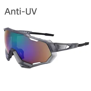 Professional Outdoor Sports Cycling Sunglasses UV400 Protection Windproof PC Frame Resin Lens Iridescent Coating Eyewear