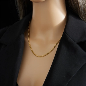 Elegante gouden gedraaide touwketting voor dames van duurzaam roestvrij staal