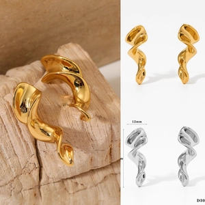 Twisted Geometric Earrings Stainless Steel Spiral Wave High Polished Minimalist Fashion Jewelry For Women