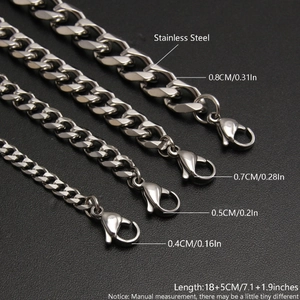 Classic silver stainless steel Cuban link bracelet for men with lobster clasp closure