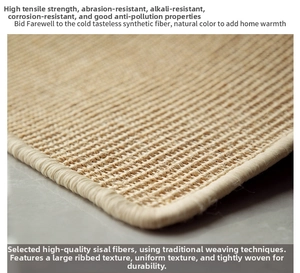 Macro detail of natural sisal fiber carpet showing tight traditional woven texture