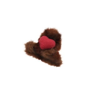 Pince à cheveux en fausse fourrure marron avec cœur pour accessoires d'automne