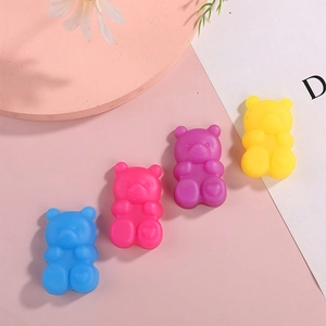 Cute colorful gummy bear squishy toys in blue pink purple and yellow jelly resin