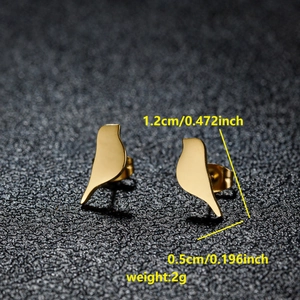 Polished gold stainless steel bird stud earrings 1.2cm animal jewelry for women