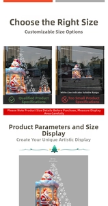 Size comparison detail of snowman Christmas window stickers with festive holiday patterns