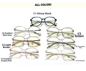 Collection of oversized TR90 anti-blue light glasses in seven diverse frame colors