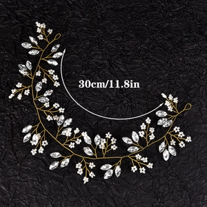 Detailed 30cm bridal hair vine with marquise crystals and white flower beads