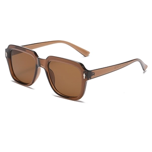 Vintage oversized square sunglasses with brown translucent frames and premium resin lenses