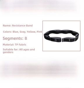 Detail showing an 8-segment 90cm yoga stretch band with digital numbering in blue and grey