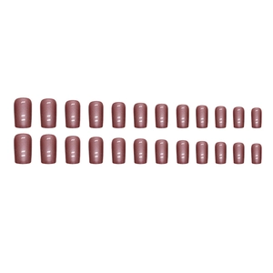 Glossy mauve purple square press-on nails set with metallic shimmer 24 pieces