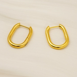 Minimalist U-shaped 18k gold plated stainless steel geometric earrings for women