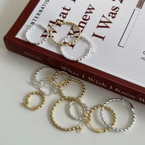 Minimalist S925 sterling silver beaded hoop earrings in gold and silver finish options